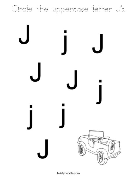 Circle the uppercase letter J's. Coloring Page