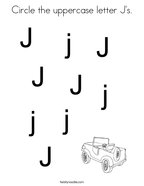 Circle the uppercase letter J's Coloring Page