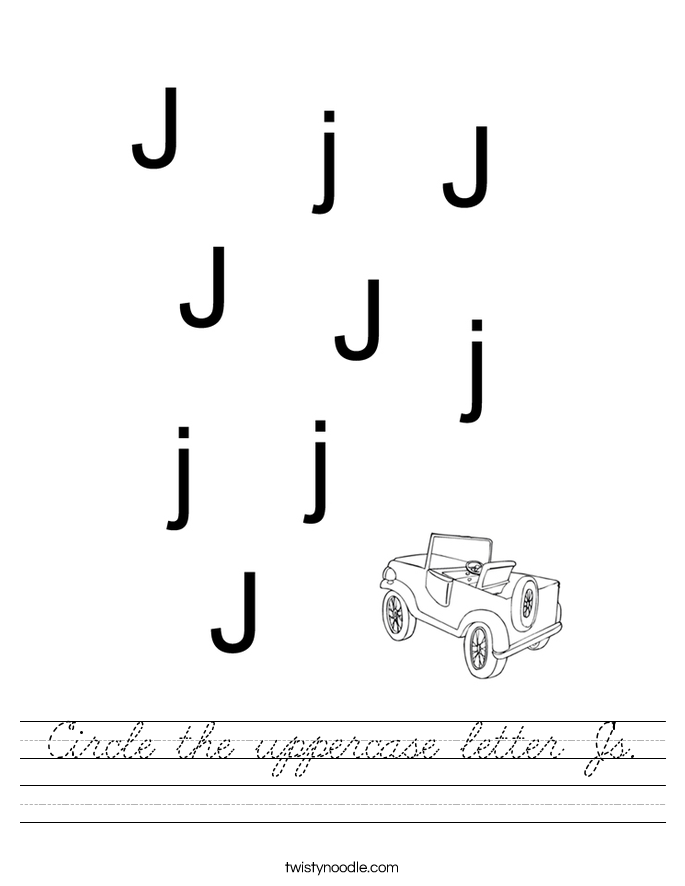 Circle the uppercase letter J's. Worksheet