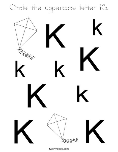 Circle the uppercase letter K's. Coloring Page