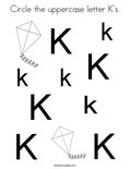 Circle the uppercase letter K's. Coloring Page