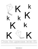 Circle the uppercase letter K's Handwriting Sheet