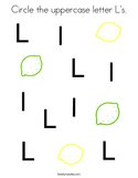 Circle the uppercase letter L's Coloring Page