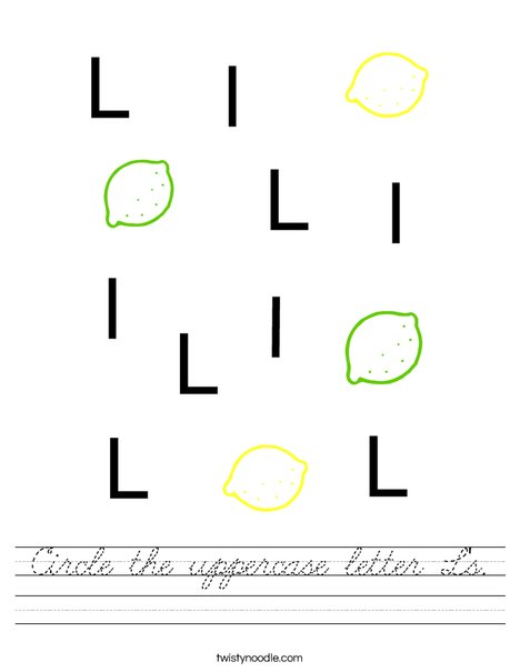 Circle the uppercase letter L's. Worksheet