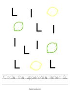 Circle the uppercase letter L's Handwriting Sheet