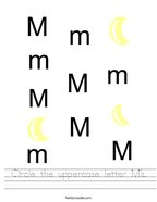 Circle the uppercase letter M's Handwriting Sheet