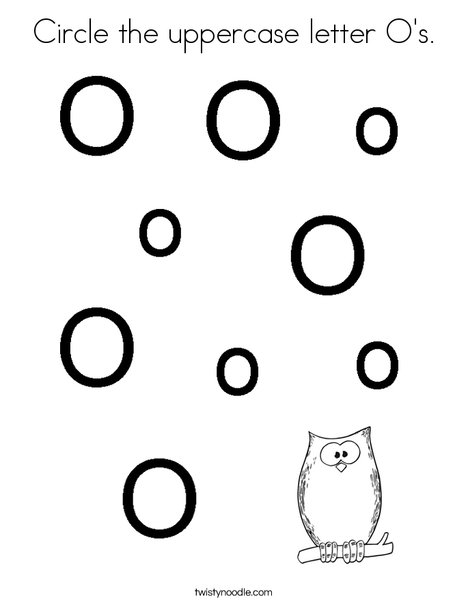 Circle the uppercase letter O's. Coloring Page