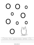 Circle the uppercase letter O's Handwriting Sheet