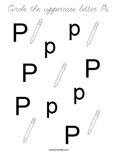 Circle the uppercase letter P's. Coloring Page
