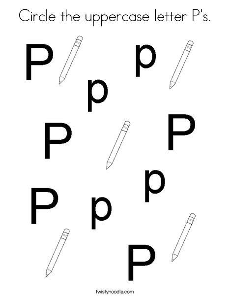 Circle the uppercase letter P's. Coloring Page