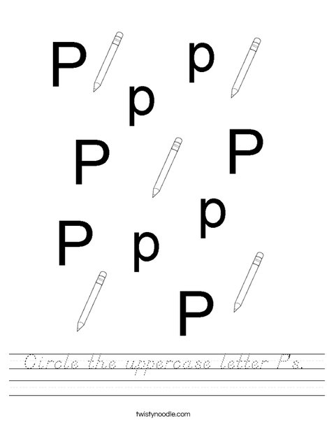 Circle the uppercase letter P's. Worksheet