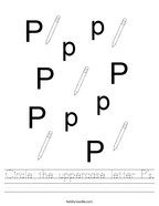 Circle the uppercase letter P's Handwriting Sheet