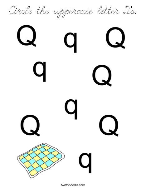 Circle the uppercase letter Q's. Coloring Page