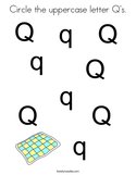 Circle the uppercase letter Q's Coloring Page