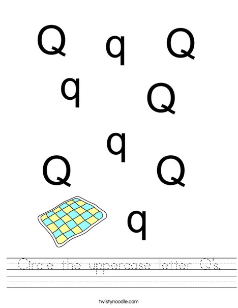 circle the uppercase letter q s worksheet twisty noodle