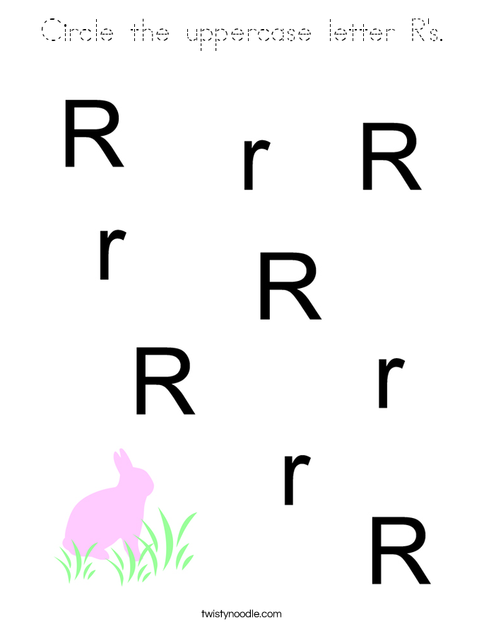 Circle the uppercase letter R's. Coloring Page