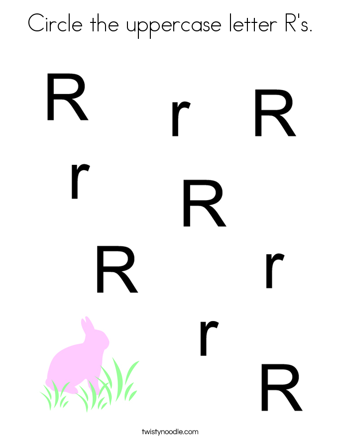 Circle the uppercase letter R's. Coloring Page