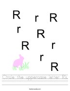 Circle the uppercase letter R's Handwriting Sheet
