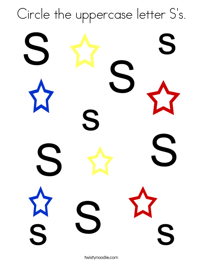Circle the uppercase letter S's. Coloring Page
