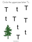 Circle the uppercase letter T's Coloring Page