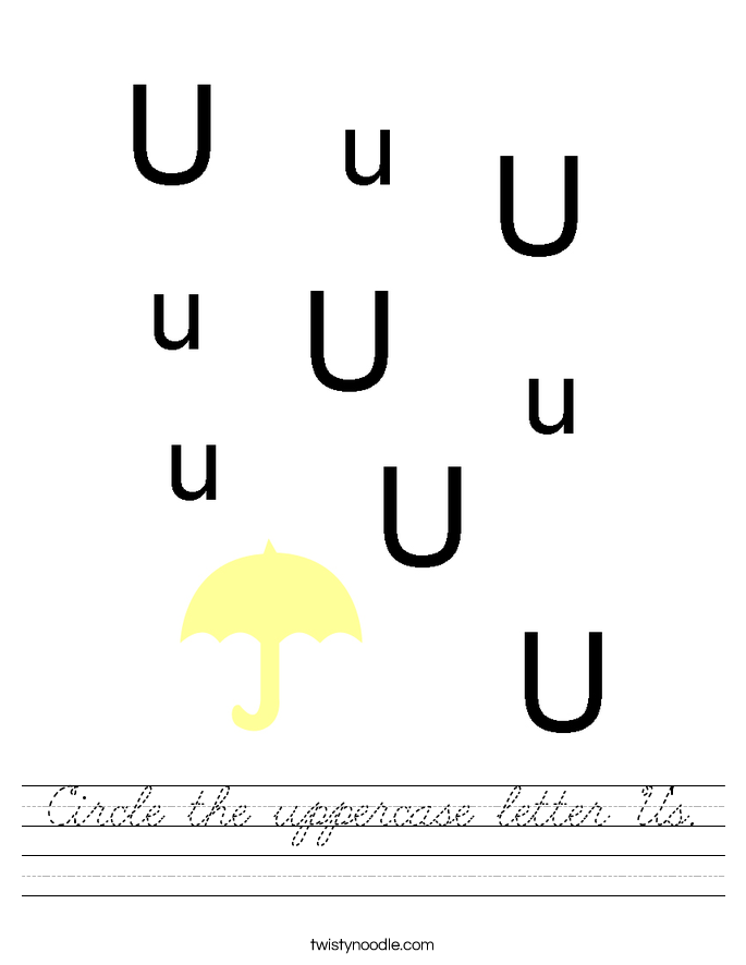 Circle the uppercase letter U's. Worksheet