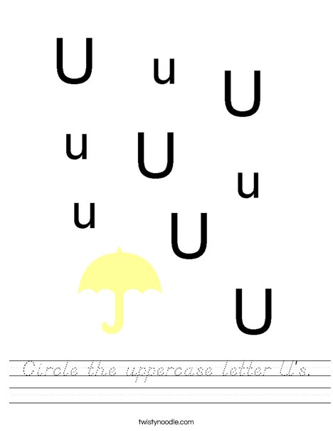 Circle the uppercase letter U's. Worksheet