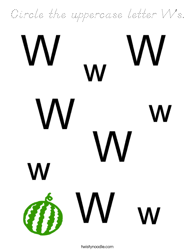 Circle the uppercase letter W's. Coloring Page