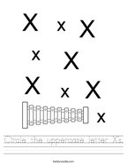 Circle the uppercase letter X's Handwriting Sheet