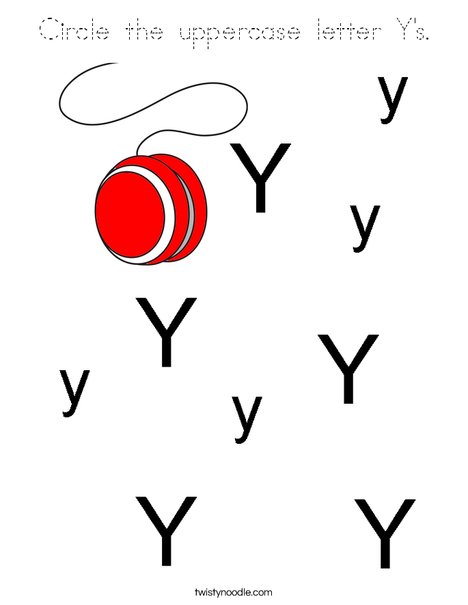 Circle the uppercase letter Y's. Coloring Page