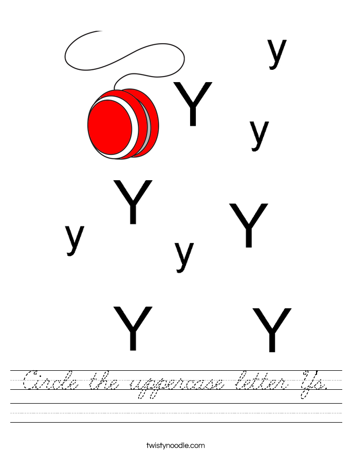 Circle the uppercase letter Y's. Worksheet