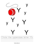 Circle the uppercase letter Y's Handwriting Sheet