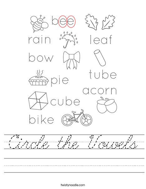 Circle the Vowels Worksheet