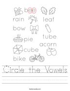 Circle the Vowels Handwriting Sheet