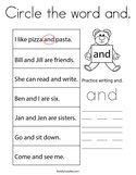Circle the word and Coloring Page