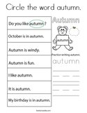 Circle the word autumn Coloring Page