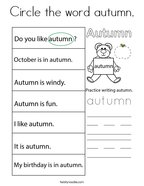 Circle the word autumn Coloring Page