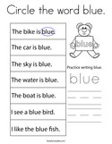 Circle the word blue Coloring Page