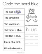 Circle the word blue Coloring Page