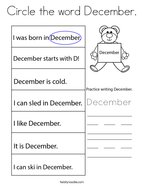 Circle the word December Coloring Page