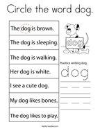 Circle the word dog Coloring Page