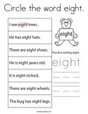 Circle the word eight Coloring Page