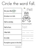 Circle the word fall Coloring Page