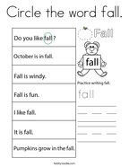 Circle the word fall Coloring Page