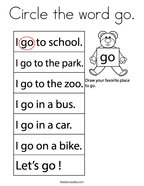 Circle the word go Coloring Page