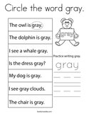 Circle the word gray Coloring Page