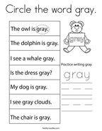 Circle the word gray Coloring Page