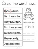 Circle the word have Coloring Page