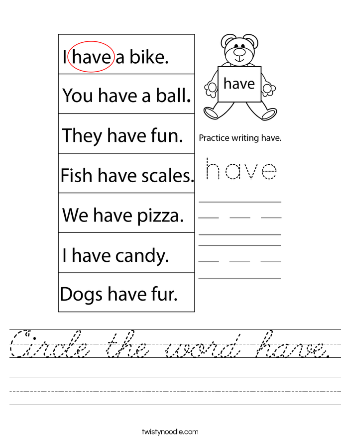 Circle the word have. Worksheet