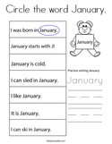 Circle the word January Coloring Page