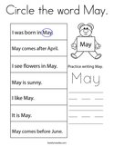Circle the word May Coloring Page